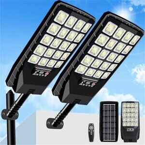 2 Pack Solar Street Light 20000LM Motion Sensor Dusk Dawn Waterproof